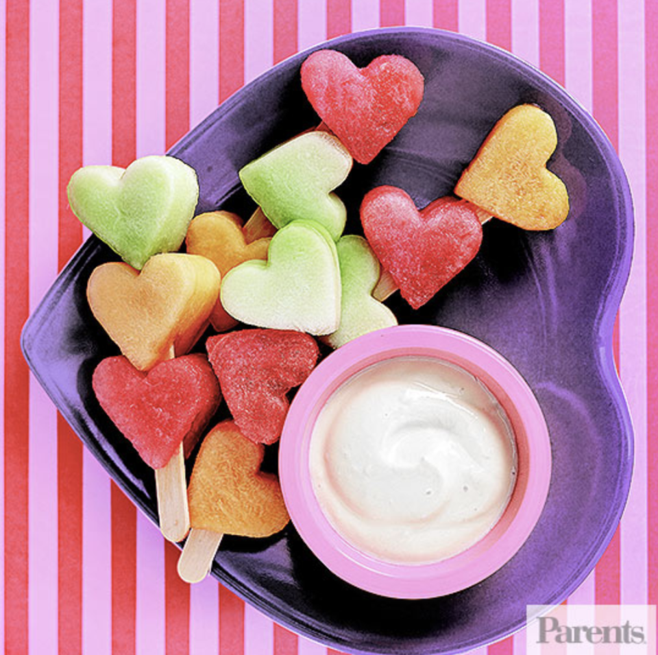 <p>Healthy doesn't have to be drab. Start your day off on a nourishing note with a refreshing (and oh-so-cute) skewer of your favorite fruits. </p><p><strong><em>Recipe from <a href="https://www.parents.com/recipe/desserts/heart-kabobs/" rel="nofollow noopener" target="_blank" data-ylk="slk:Parents" class="link ">Parents</a></em></strong></p>
