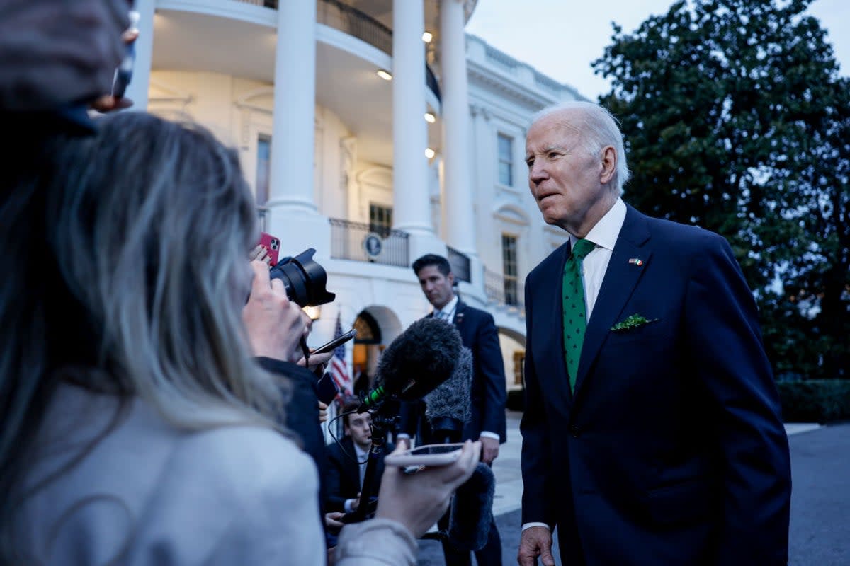 Joe Biden speaks to reporters at the White House (Getty Images)