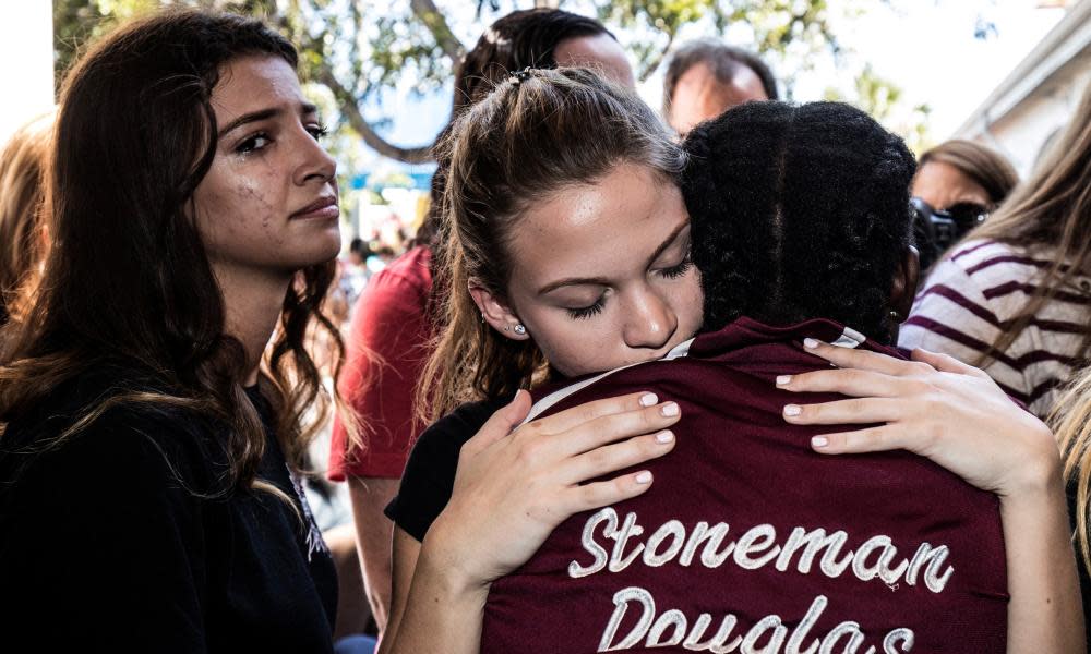 Students from Marjory Stoneman Douglas high school attend a memorial following the attack that killed 17 students and teachers. 