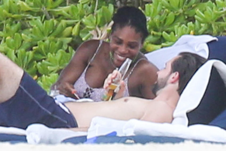 Serena Williams and Alexis Ohanian cozy up on the beach.