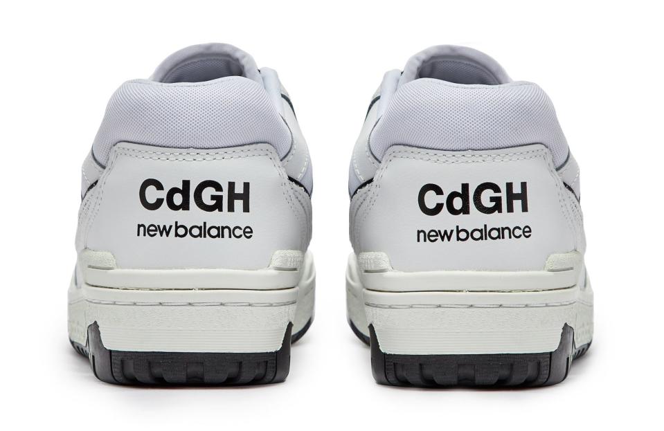 The heel’s view of the Comme des Garcons x New Balance 550. - Credit: Courtesy of Dover Street Market