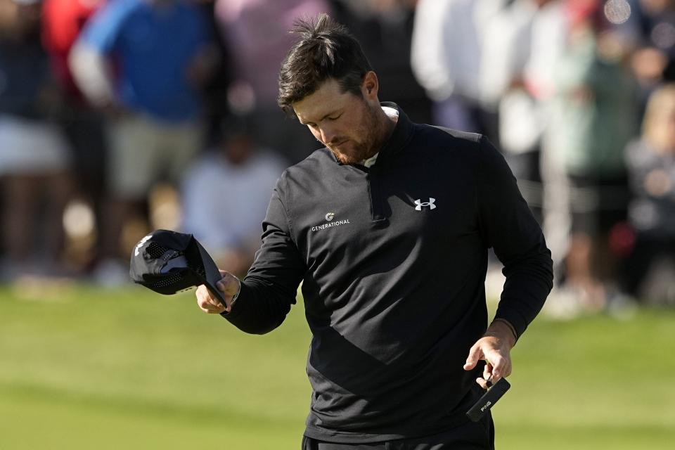 Chilean Mito Pereira leaves the green on the 18th hole during the May 22 final round of the PGA Championship at Southern Hills Country Club in Tulsa.