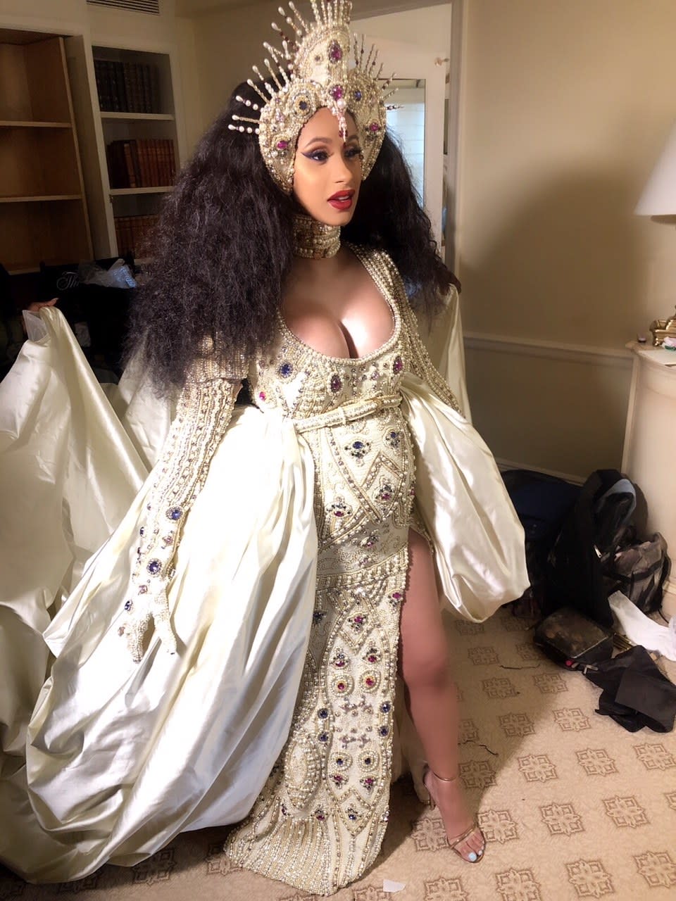 This is Cardi B's first time attending the Met Gala, and she pulled all the stops with a look from make-up artist Erika La Pearl including Kiss false eyelashes.