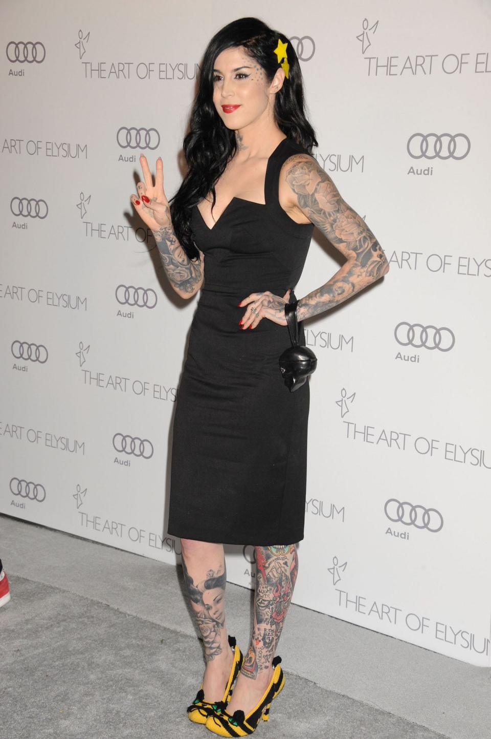 Kat Von D attends a gala in Los Angeles, California, on January, 12, 2013.