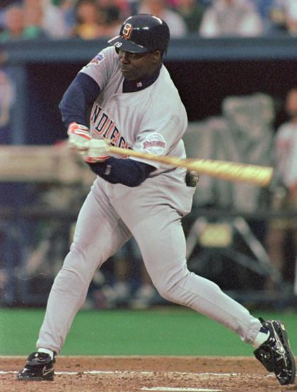 Tony Gwynn displays his sweet left-handed swing. (AP)