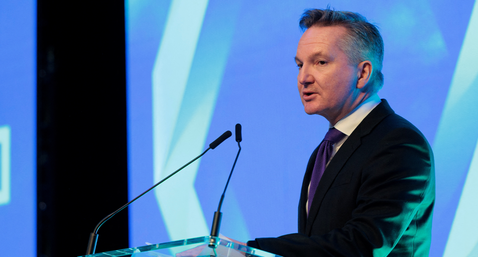 Chris Bowen speaking at a conference in Sydney