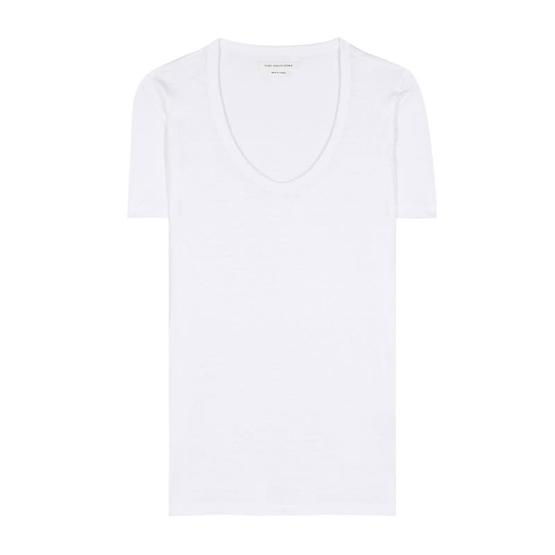 <a rel="nofollow noopener" href="http://rstyle.me/~9LR51" target="_blank" data-ylk="slk:Kid Linen T-Shirt, Isabel Marant Etoile, $155;elm:context_link;itc:0;sec:content-canvas" class="link ">Kid Linen T-Shirt, Isabel Marant Etoile, $155</a>