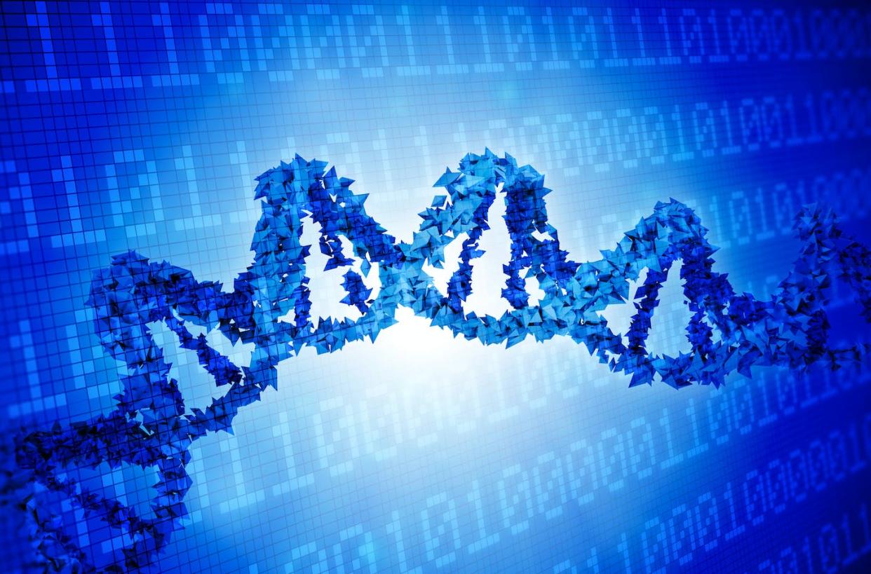 The same amino acid can be encoded by anywhere from one to six different strings of letters in the genetic code. <a href="https://www.gettyimages.com/detail/illustration/and-binary-code-illustration-royalty-free-illustration/545863911?adppopup=true" rel="nofollow noopener" target="_blank" data-ylk="slk:Andrzej Wojcicki/Science Photo Library via Getty Images;elm:context_link;itc:0;sec:content-canvas" class="link ">Andrzej Wojcicki/Science Photo Library via Getty Images</a>