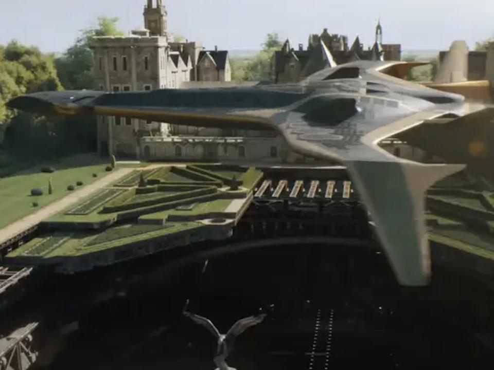 Hawkman's jet flying out of the ground.