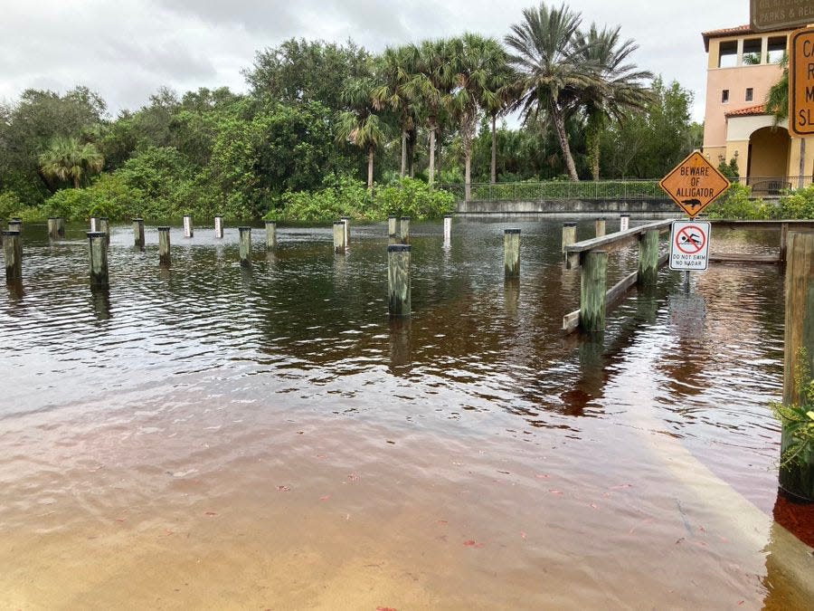 The North Fork of the St. Lucie River covered the boat ramp at Veterans Park at Rivergate Wednesday, Nov. 9, 2022, as Tropical Storm Nicole approached the Treasure Coast.