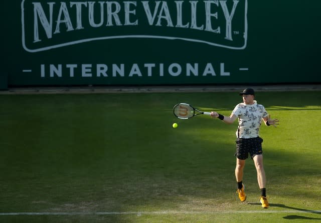 Kyle Edmund in action at Eastbourne