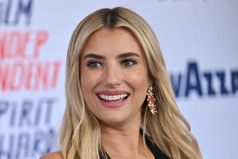 Emma Roberts discussed kissing Kim Kardashian on "The Tonight Show starring Jimmy Fallon" following the release of "AHS: Delicate Part Two." File Photo by Chris Chew/UPI