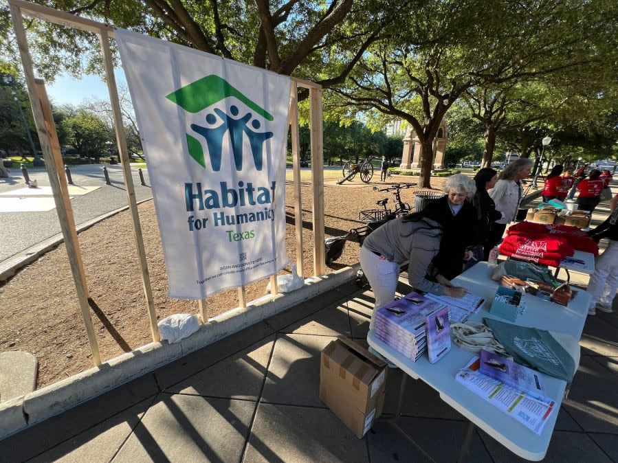 Multiple volunteers came together on Thursday for Habitat for Humanity Texas’ Day at the Dome Capitol Build to help build a home for a Texas family in need | Todd Bailey/KXAN News