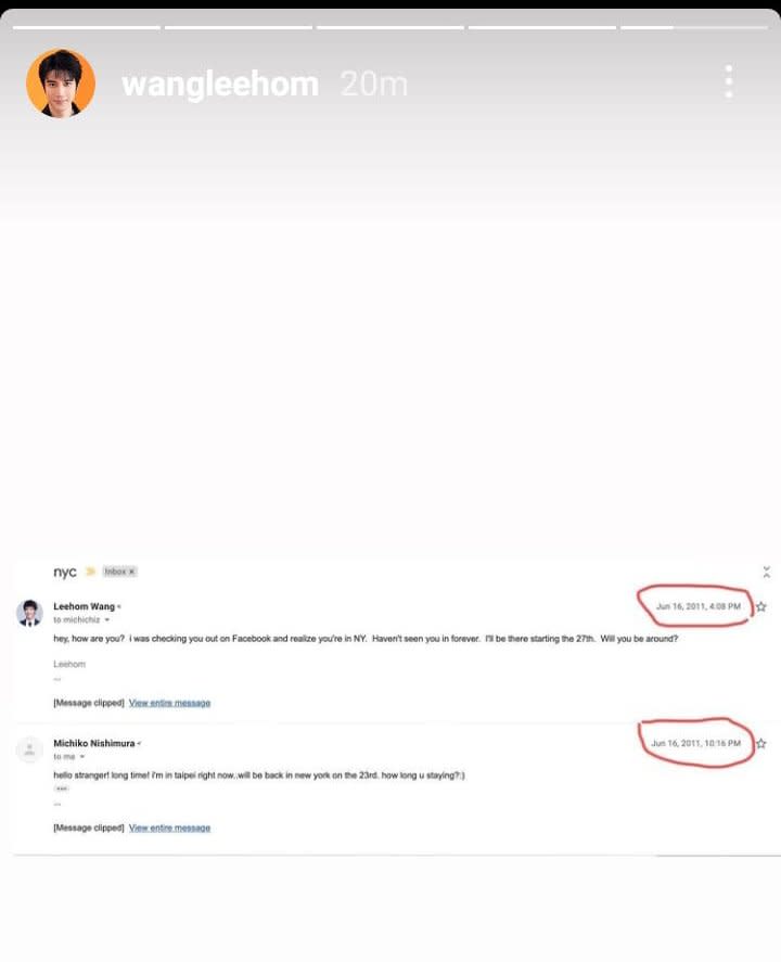 王力宏20日深夜再發IG限時動態，證明電郵真確。