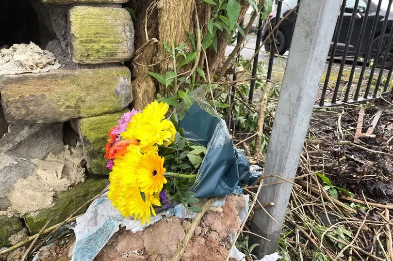 Floral tributes left at the scene of the stabbing