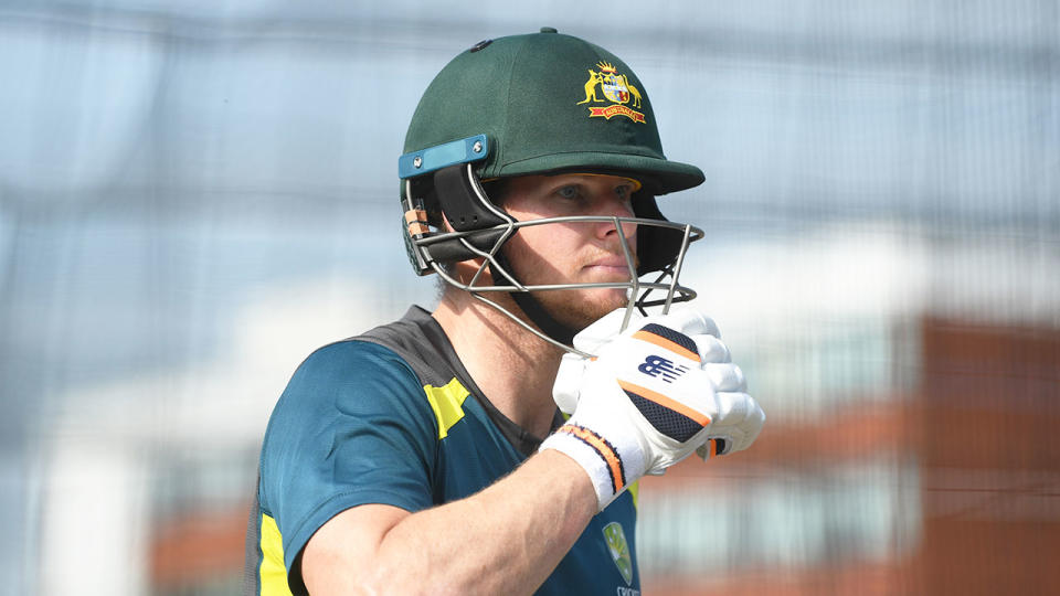 Steve Smith is seen here during a training session for the Aussie limited overs side.