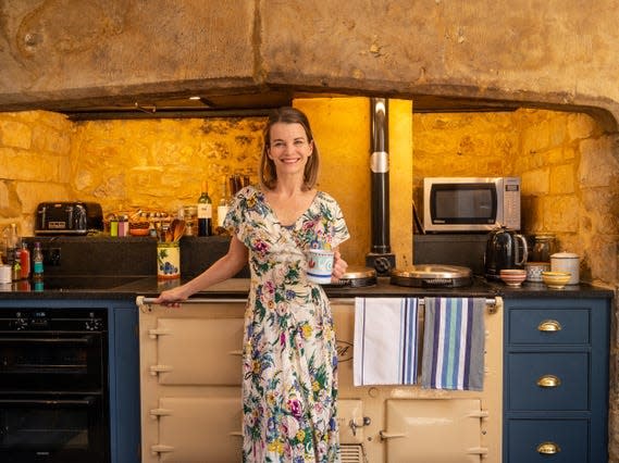 Julie Montagu standing in her kitchen in the Mapperton Estate