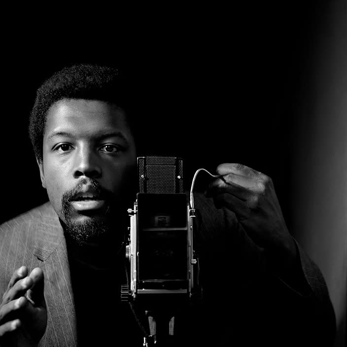 Kwame Brathwaite Untitled (Kwame Brathwaite Self Portrait at AJASS Studios), 1964 c., printed 2016 Archival pigment print, mounted and framed, 30 x 30 in. (Courtesy of the artist and Philip Martin Gallery, Los Angeles.)