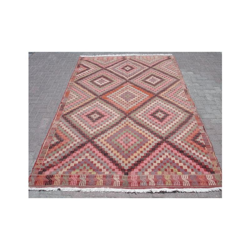 Geometric Pink Kilim Rug