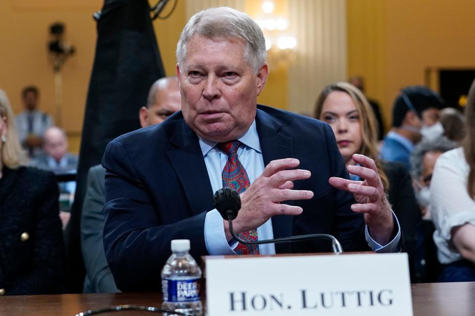 Michael Luttig, a retired federal judge who was an adviser to former Vice President Mike Pence, testifies as the House select committee investigating the Jan. 6, 2021.