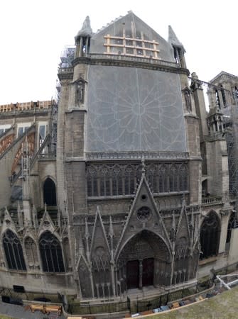 View shows the Notre-Dame Cathedral in Paris