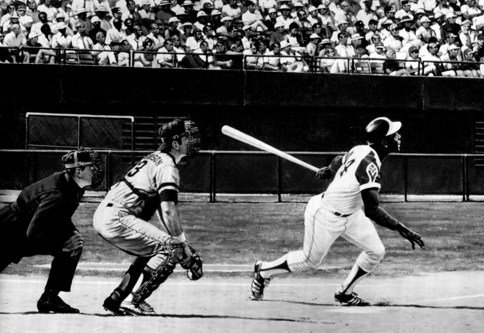 Hank Aaron hits his record 715th home run in Atlanta in April 1974 -  The Sporting News