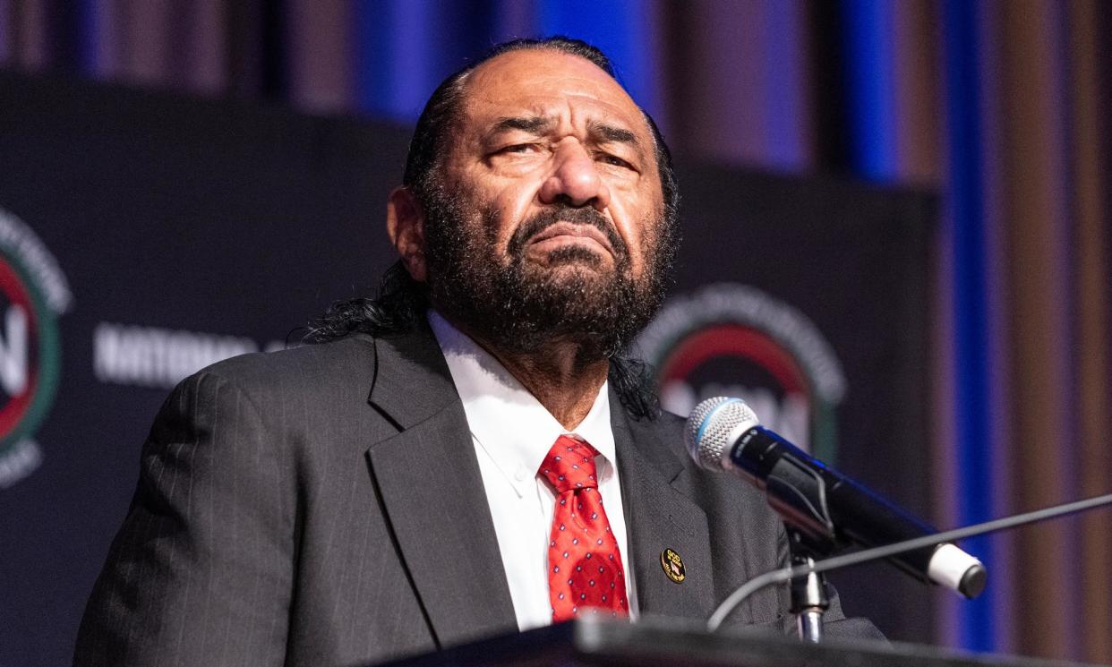 <span>Congressman Al Green speaks at a conference in New York City, on 12 April 2023.</span><span>Photograph: Pacific Press/LightRocket/Getty Images</span>