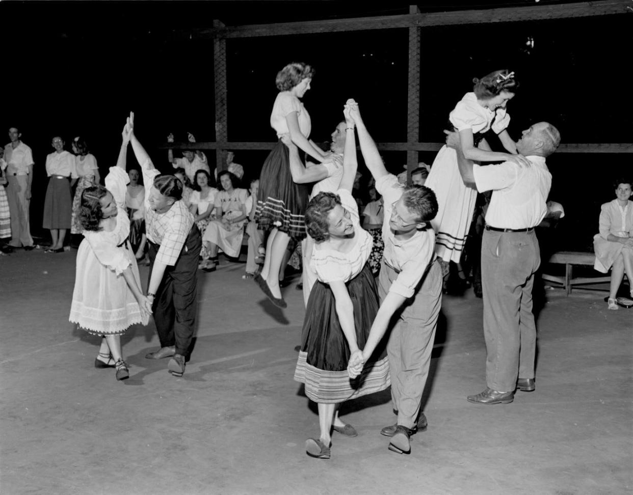 This historical photo shows a tennis court dace in Oak Ridge.