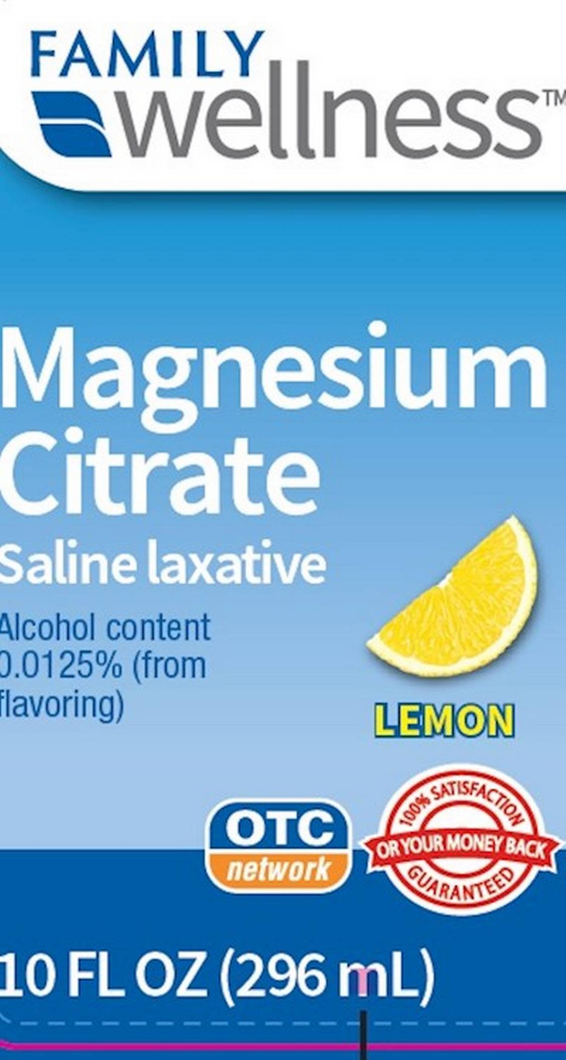 Family Wellness Magnesium Citrate, sold at Family Dollar, which is owned by Dollar Tree