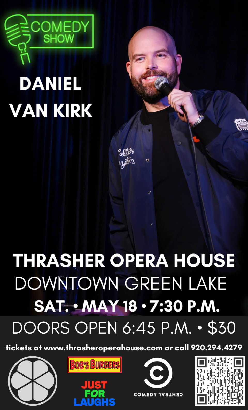 Comedian Daniel Van Kirk will perform May 18 at Thrasher Opera House in Green Lake.