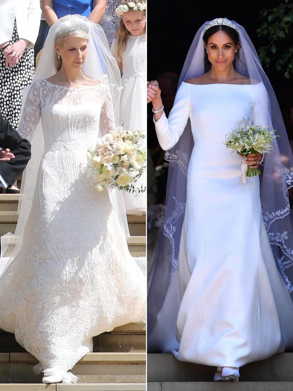 Lady Gabriella's Wedding Dress Side-by-Side with Meghan Markle