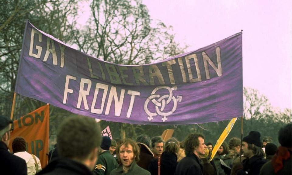 A Gay Liberation Front banner in 1971.