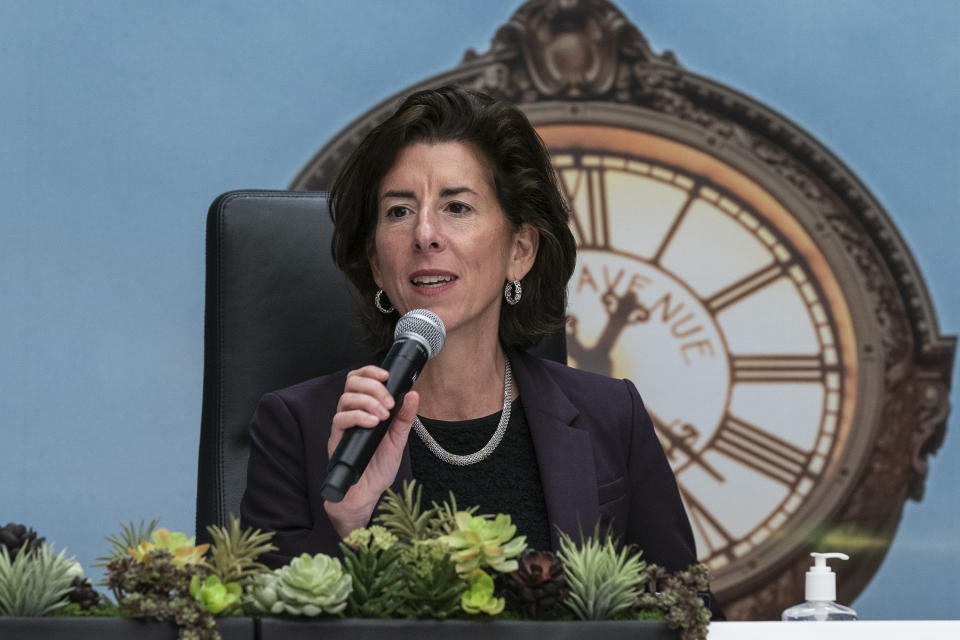 Commerce Secretary Gina Raimondo says business leaders see the Omicron variant as a short-term threat. (Lev Radin/Pacific Press/LightRocket via Getty Images)