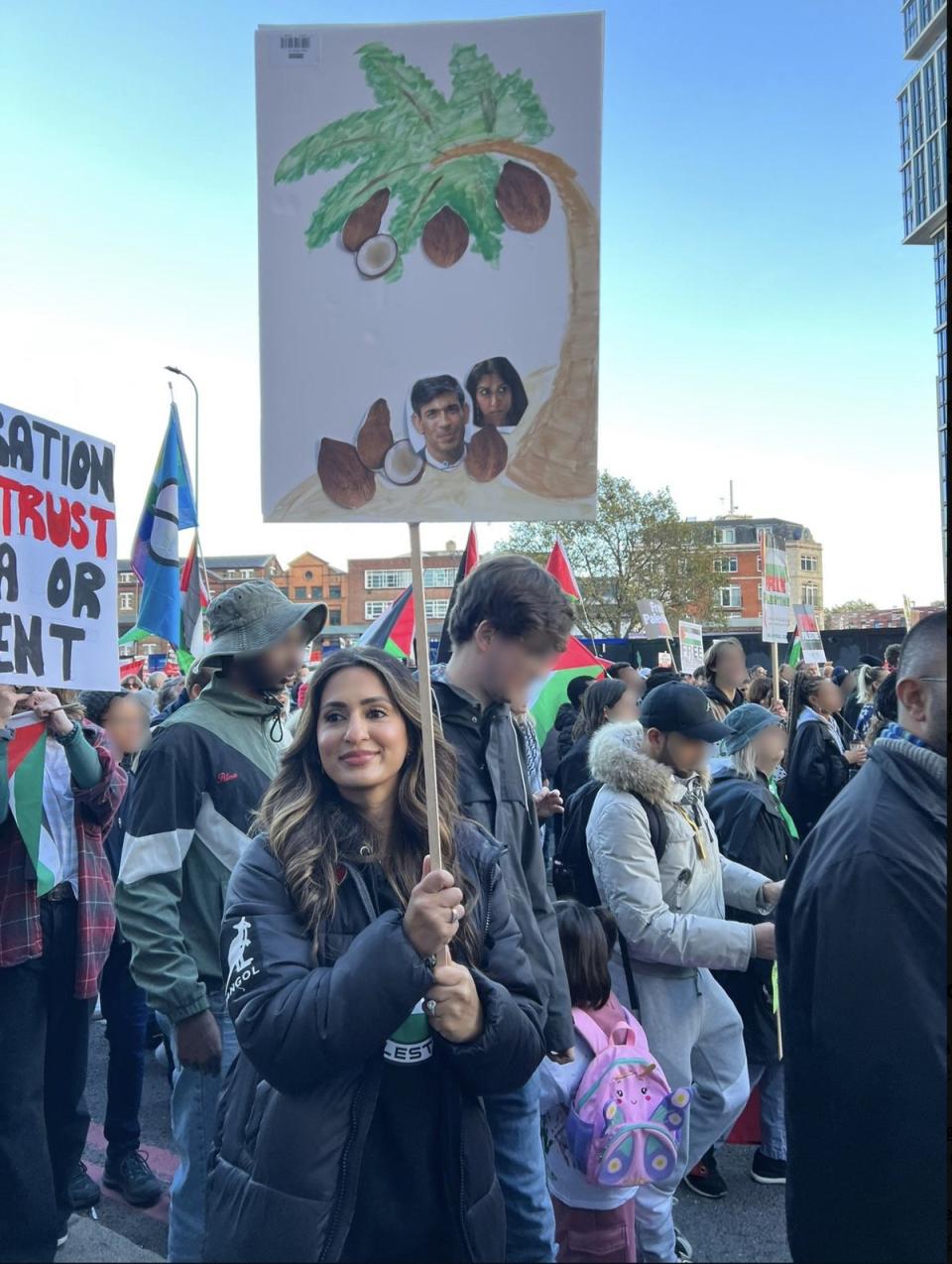 Ms Hussain, 37, was arrested in April on a racially motivated offence for carrying a placard (The Metropolitan Police).