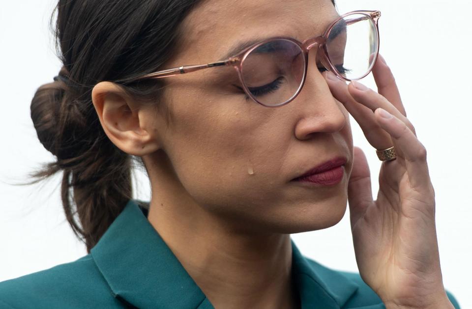 Alexandria Ocasio-Cortez’s wipes away tears at protest to defund US border agency: ‘They don't deserve a dime’