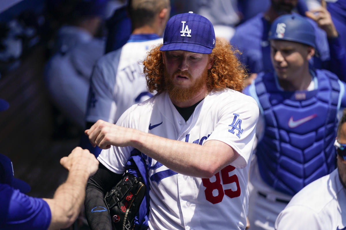 LOS ANGELES, CA - APRIL 28: Los Angeles Dodgers pitcher Dustin May