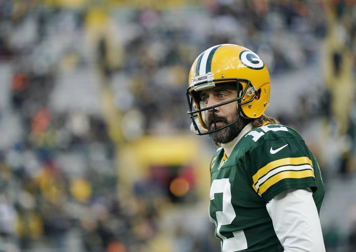 <span class="caption">However <span class="caas-xray-inline-tooltip"><span class="caas-xray-inline caas-xray-entity caas-xray-pill rapid-nonanchor-lt" data-entity-id="Aaron_Rodgers" data-ylk="cid:Aaron_Rodgers;pos:1;elmt:wiki;sec:pill-inline-entity;elm:pill-inline-text;itc:1;cat:Athlete;" tabindex="0" aria-haspopup="dialog"><a href="https://search.yahoo.com/search?p=Aaron%20Rodgers" data-i13n="cid:Aaron_Rodgers;pos:1;elmt:wiki;sec:pill-inline-entity;elm:pill-inline-text;itc:1;cat:Athlete;" tabindex="-1" data-ylk="slk:Rodgers;cid:Aaron_Rodgers;pos:1;elmt:wiki;sec:pill-inline-entity;elm:pill-inline-text;itc:1;cat:Athlete;" class="link ">Rodgers</a></span></span> came to his decision to remain unvaccinated, he did not follow the tenets of critical thinking.</span> <span class="attribution"><a class="link " href="https://www.gettyimages.com/detail/news-photo/aaron-rodgers-of-the-green-bay-packers-looks-on-during-news-photo/1356221041" rel="nofollow noopener" target="_blank" data-ylk="slk:Patrick McDermott/Getty Images Sport via Getty Images;elm:context_link;itc:0;sec:content-canvas">Patrick McDermott/Getty Images Sport via Getty Images</a></span>