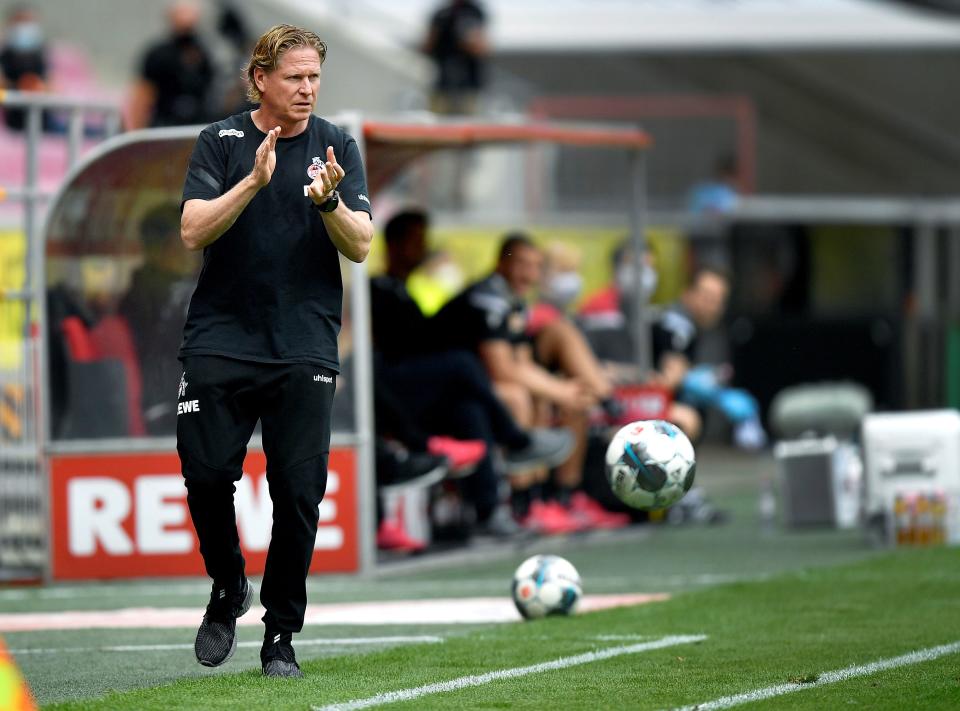 Soccer Football - Bundesliga - FC Cologne v 1. FC Union Berlin - RheinEnergieStadion, Cologne, Germany - June 13, 2020 Cologne's coach Markus Gisdol reacts, as play resumes behind closed doors following the outbreak of the coronavirus disease (COVID-19) Martin Meissner/Pool via REUTERS  DFL regulations prohibit any use of photographs as image sequences and/or quasi-video