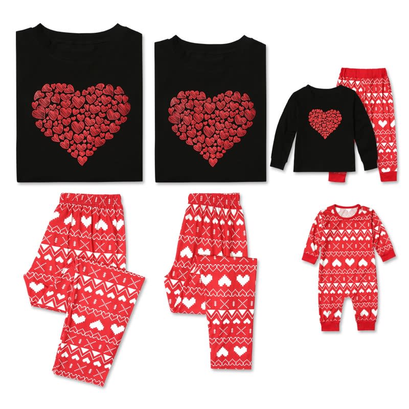 Heart-Printed Family Pajamas