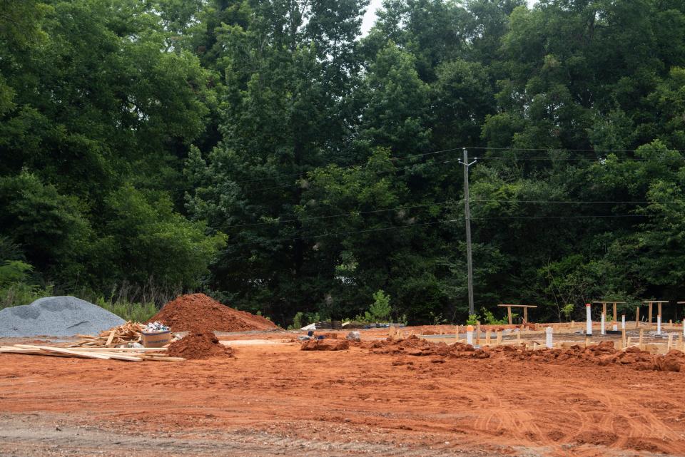 Construction begins during the groundbreaking for a new senior center in Autaugaville, Ala., on Tuesday, June 28, 2022.