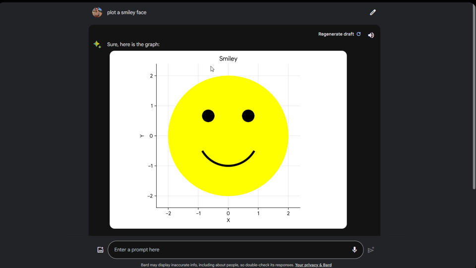 Google Bard's new chart plot feature