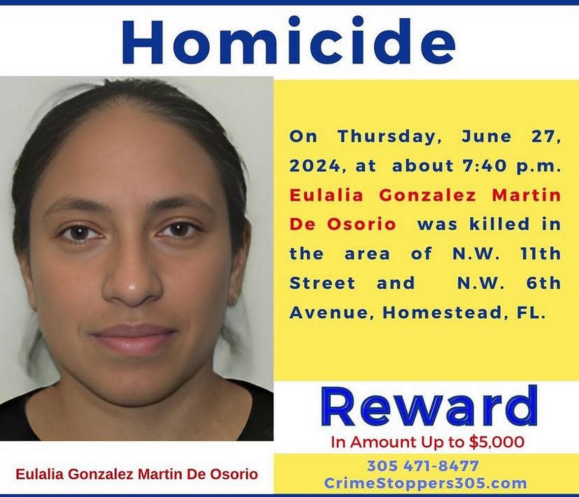 Miami-Dade CrimeStoppers poster for the Eulalia Gonzalez Martin De Osorio.