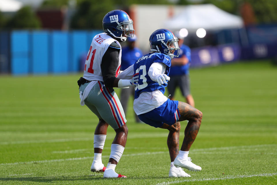 Still friends, no longer teammates: safety Landon Collins, left, and receiver Odell Beckham Jr. are no longer with the New York Giants. (Getty Images)