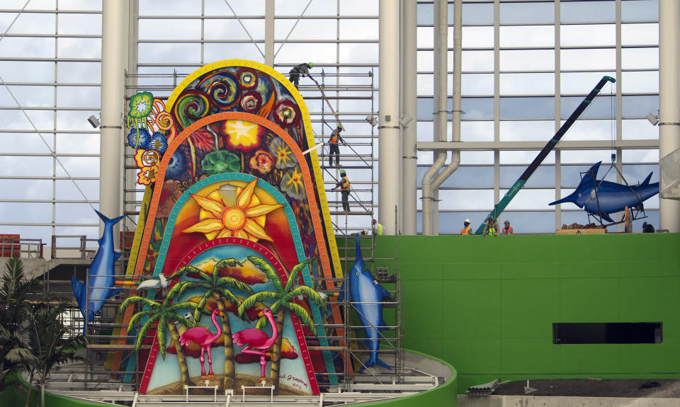 The Marlins home run sculpture is here to say, no matter what Derek Jeter wants. (AP Photo)