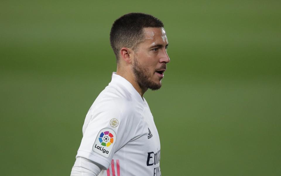 Eden Hazard of Real Madrid CF in action during the La Liga Santander match between Real Madrid and C.A. Osasuna at Estadio Alfredo Di Stefano on May 01, 2021 in Madrid, Spain.  - GETTY IMAGES