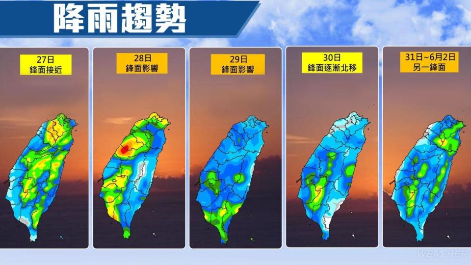 一週降雨趨勢。（圖／TVBS）