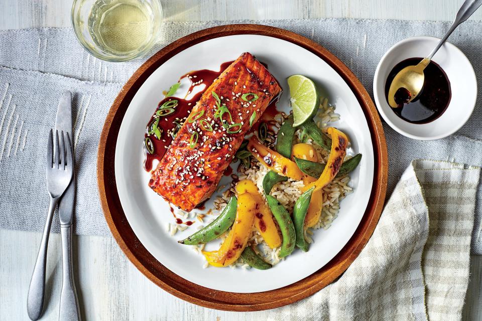 Molasses-Soy Glazed Salmon and Vegetables