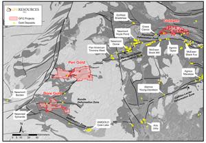 Regional Map of GFG Gold Projects in the Timmins Gold District