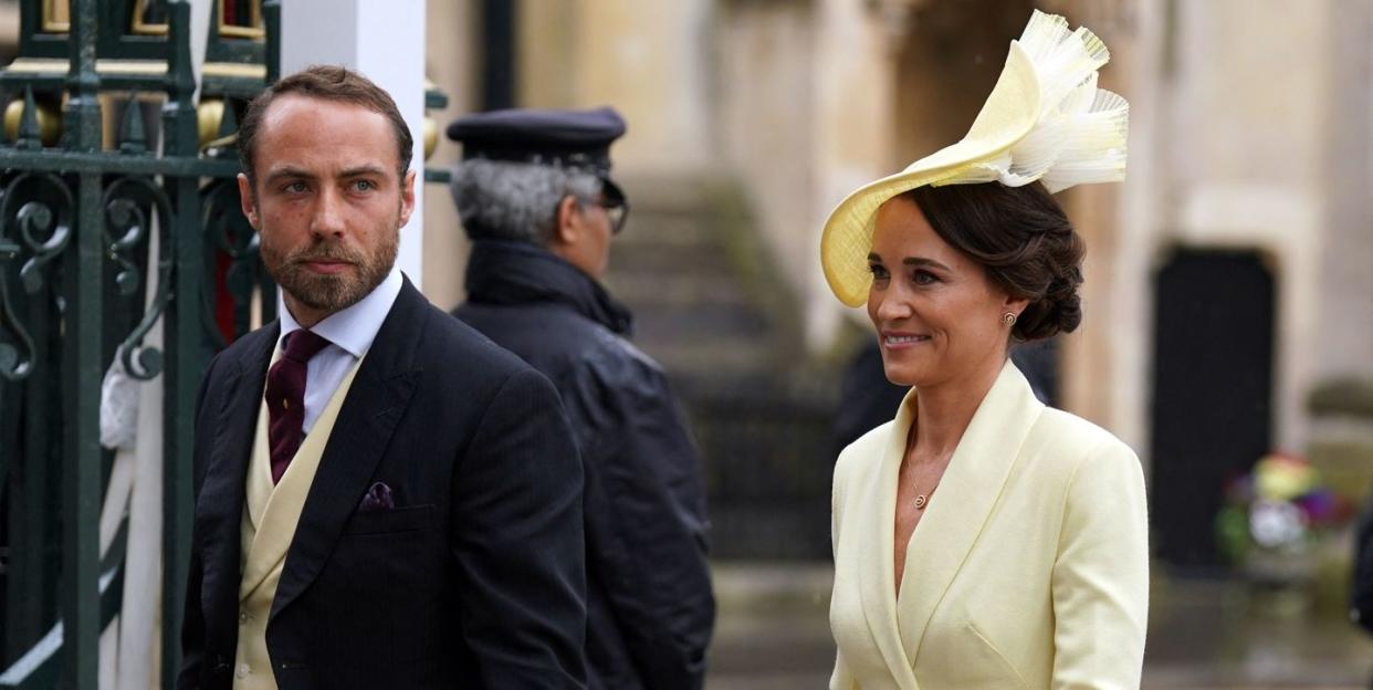 pippa and james middleton arrive at westminster abbey in central london on may 6, 2023, ahead of the coronations of britains king charles iii and britains camilla, queen consort the set piece coronation is the first in britain in 70 years, and only the second in history to be televised charles will be the 40th reigning monarch to be crowned at the central london church since king william i in 1066 outside the uk, he is also king of 14 other commonwealth countries, including australia, canada and new zealand camilla, his second wife, will be crowned queen alongside him, and be known as queen camilla after the ceremony photo by andrew milligan pool afp photo by andrew milliganpoolafp via getty images