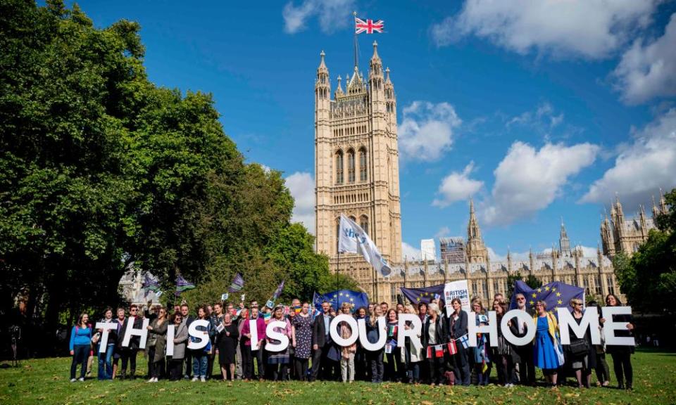 Demonstrators outside parliament lobby MPs to guarantee the rights of EU citizens living in the UK post-Brexit in September. 